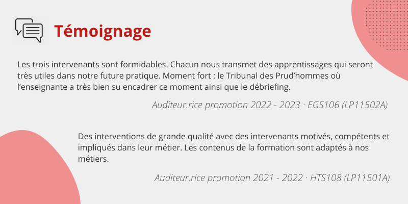 Témoignage auditeur.ice EGS106 2022-2023 et HTS108 2021-2022