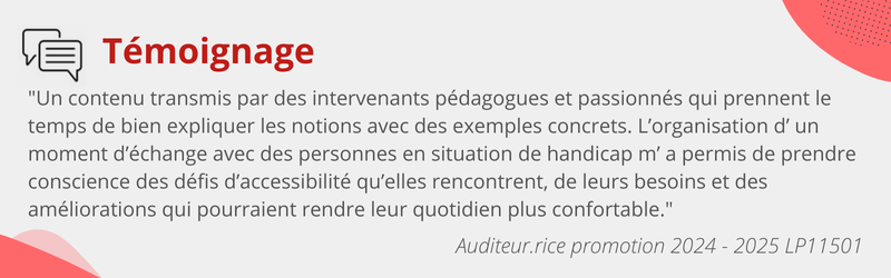 Témoignage d'un auditeur en 2024 pour la licence professionnelle – Chef·fe de projet handicap et emplo